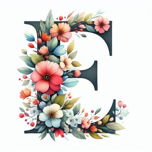 PDF Letra do alfabeto floral E Padrão de ponto cruz de tamanho grande, download instantâneo em formato digital