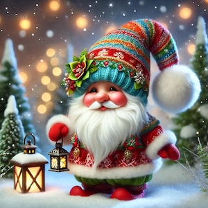 PDF Christmas Gnome, Counted Cross Stitch Pattern, Christmas Tree, Christmas Eve, Winter Landscape, Instant Download Digital Format