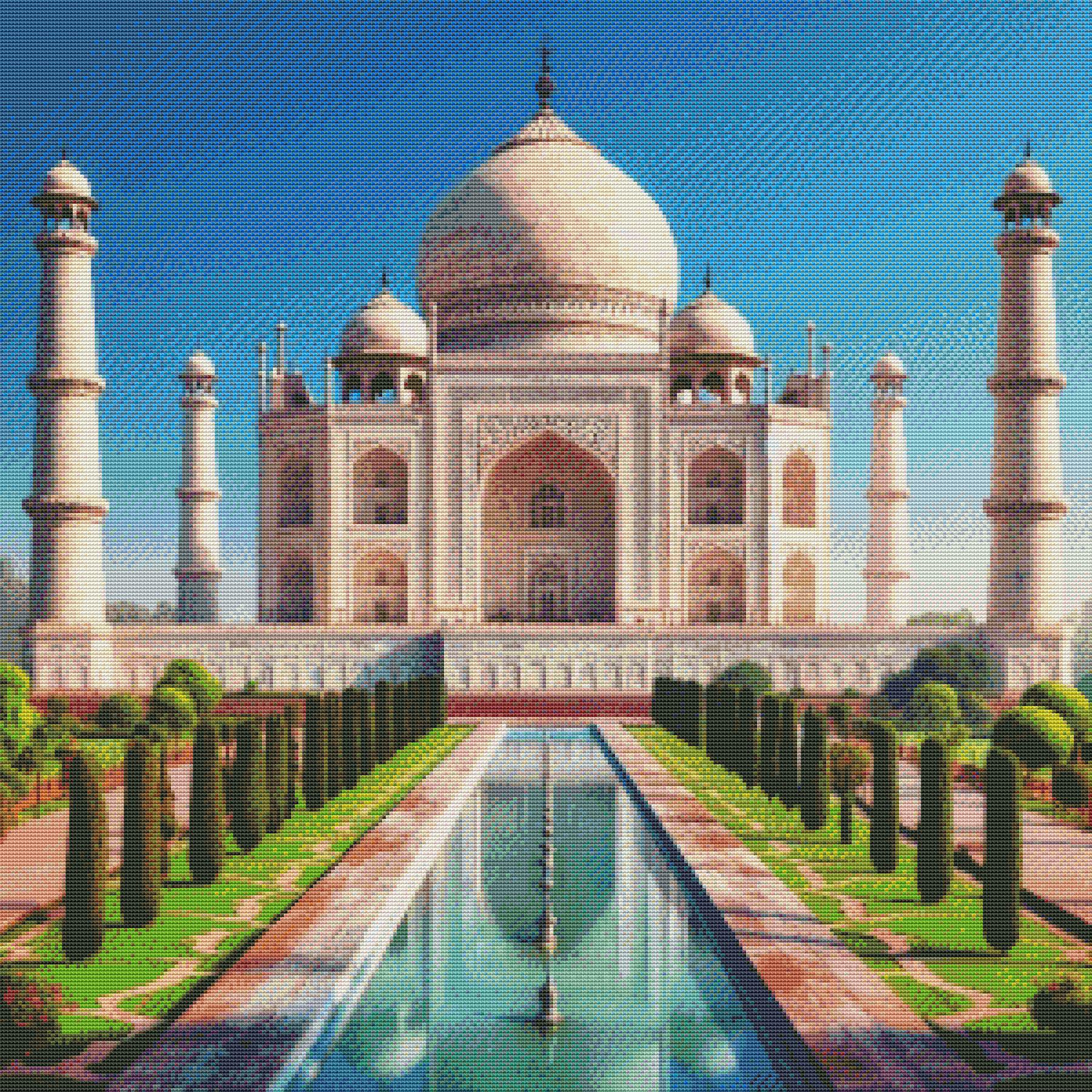 PDF Taj Mahal, Counted Cross Stitch Pattern, Flowers, Asian