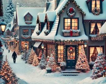 PDF Christmas Street Houses, Cross Stitch pattern, Christmas Storefront Village, Cross Stitch chart, Winter Landscape, PDF Instant Download