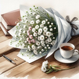 PDF Gypsophilas Bloemboeket Geteld kruissteekpatroon Digitale kruissteekkaart modern Instant Download Digitaal formaat