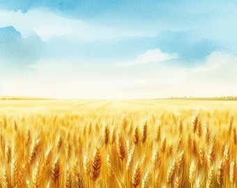 PDF Campo de trigo contado patrón de punto de cruz, diseño de paisaje, descarga instantánea formato digital