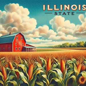 Cartolina PDF Illinois State, schema punto croce, paesaggio urbano Download immediato Formato digitale