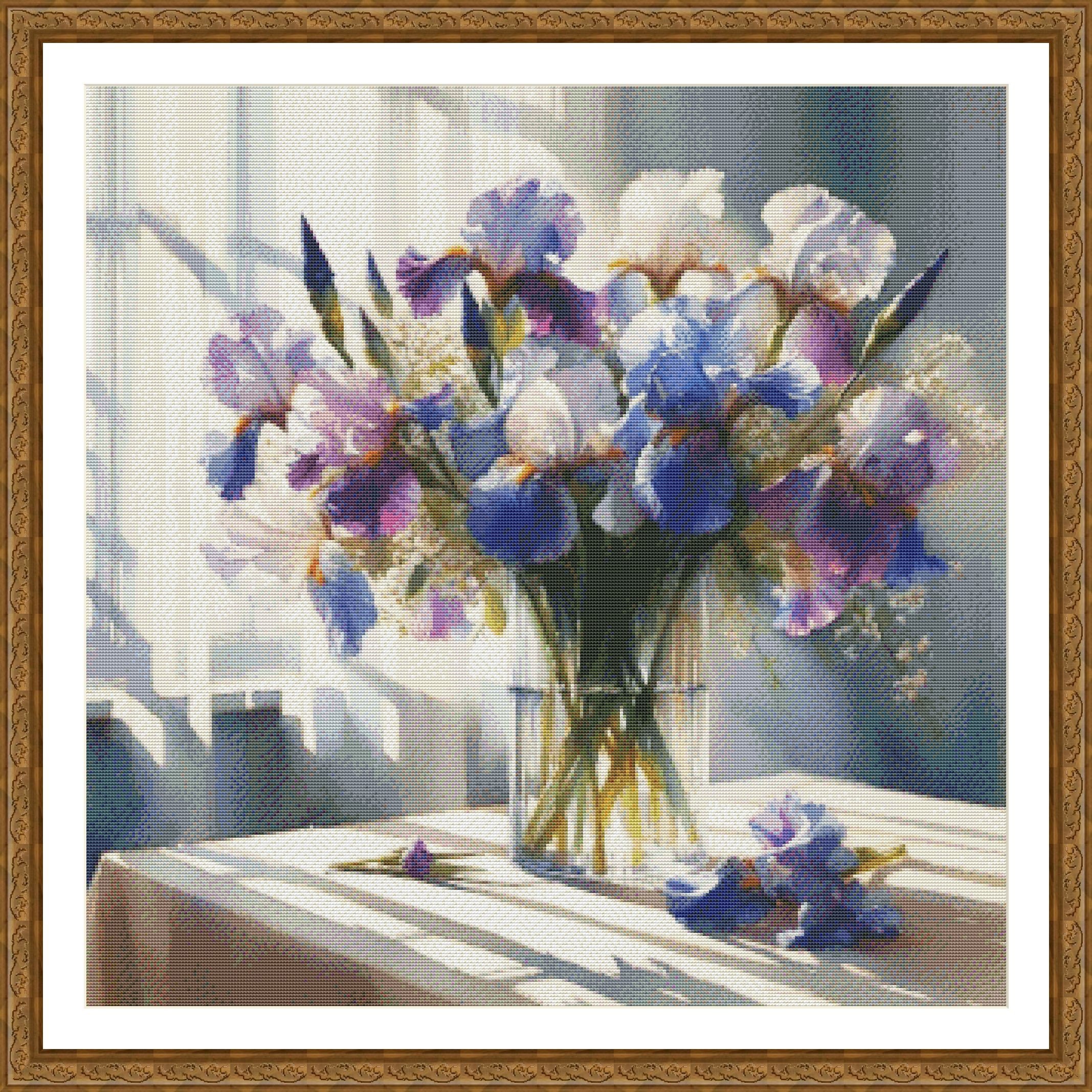 PDF Flower Bouquet Iris Counted Cross Stitch Pattern Digital X-stitch ...