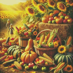 PDF Harvest Pumpkins Counted Cross Stitch Pattern, Autumn Field ...