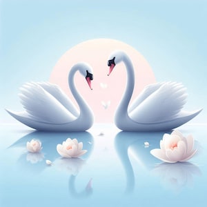 Romantic Swan Couple Cross Stitch Pattern – Elegant Birds on Water with Floral Accents – Wedding or Anniversary Embroidery Design Decor