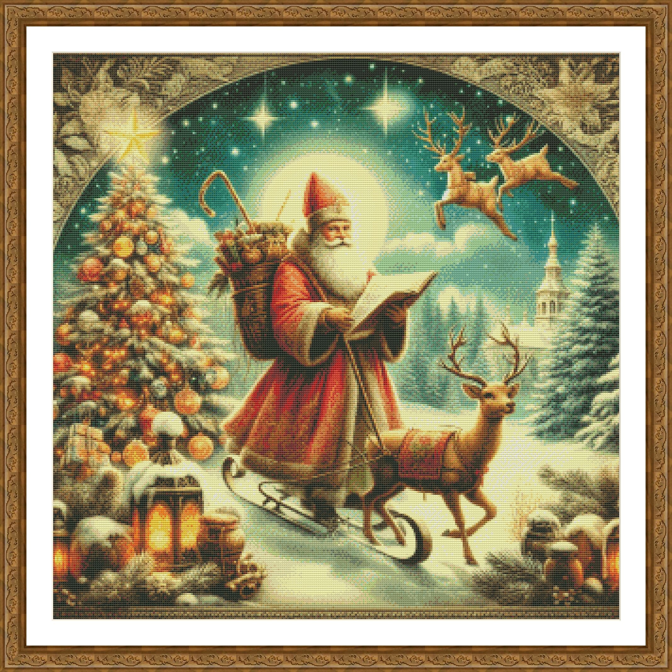 PDF Santa Claus Saint Nicholas Reindeer Winter Christmas Cross Stitch ...
