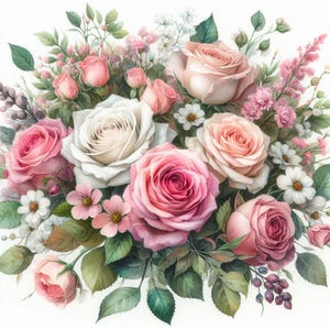PDF Flowers bouquet Pink Roses Counted cross stitch pattern Summer Garden Flowers Modern Digital chart Instant Download Digital format