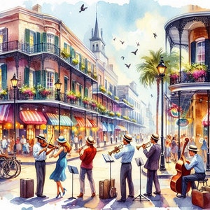 PDF Jackson Square Nueva Orleans, Bourbon Street, Jazz, Patrón de punto de cruz contado, Paisaje de la ciudad Descarga instantánea formato digital