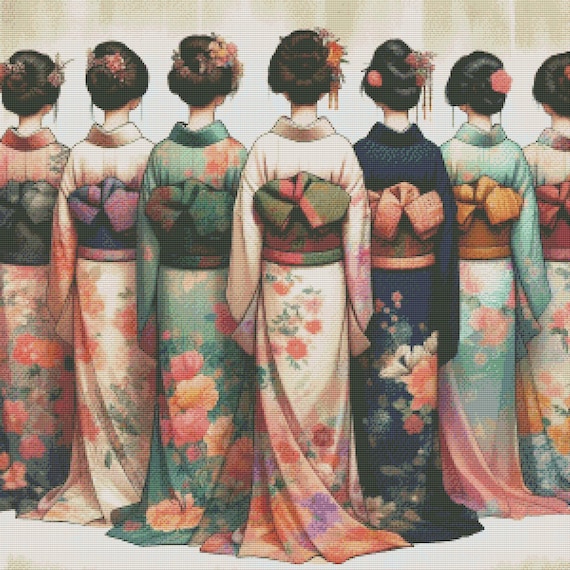 PDF 日本の芸者クロスステッチ パターン デジタル形式のクロス