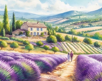PDF Lavender Field, Counted Cross Stitch Pattern, Provance France, Summer Landscape design, Instant Download Digital Chart