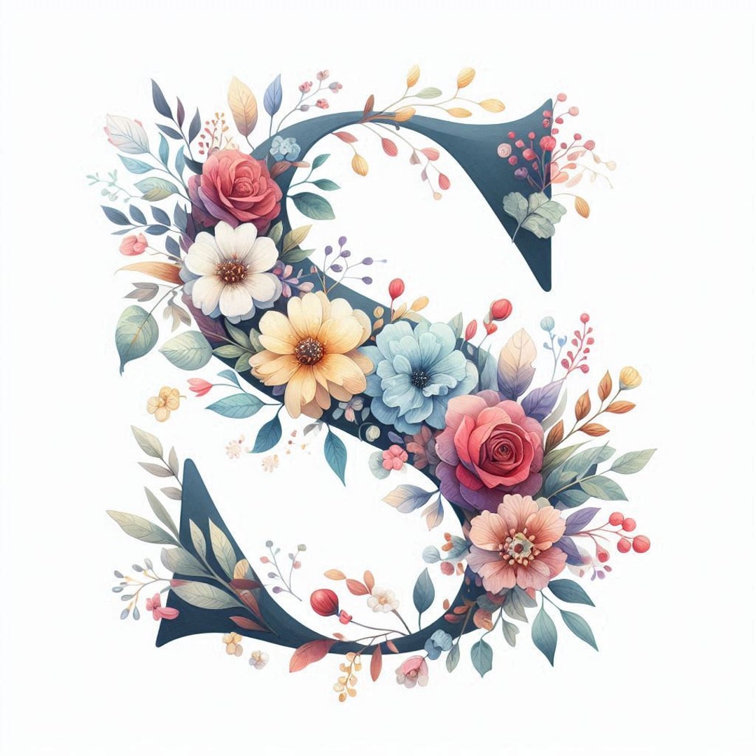 PDF Floral Alphabet Letter S Large Size Cross Stitch Pattern, Instant ...