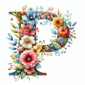 PDF Floral Alphabet Letter P Large Size Cross Stitch Pattern, Instant Download Digital format