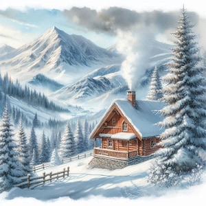 PDF Winter Cottage, Snow Counted cross stitch pattern Digital X-stitch chart modern Instant Download Digital Format