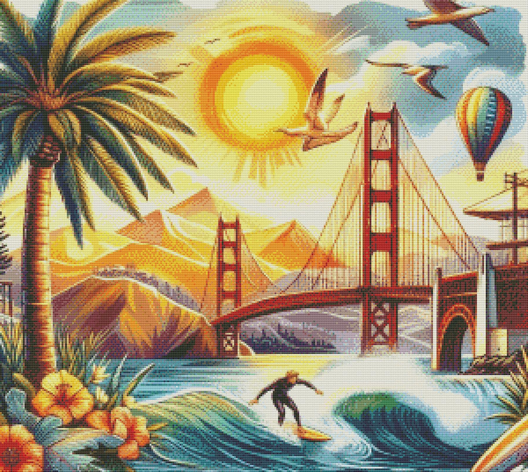 ゴールデン・ゲート PDF カリフォルニア州、ゴールデンゲート、クロスステッチパターン