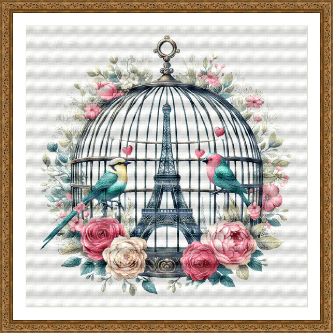 Curated visual reference: Fresh Look at Pdf Paris France Eiffel Tower Bird Cage Counted Cross Stitch