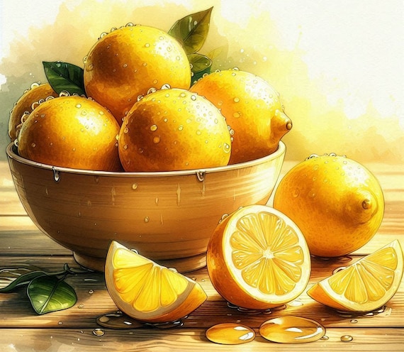 PDF レモン クロスステッチ パターン、静物画、即時ダウンロード