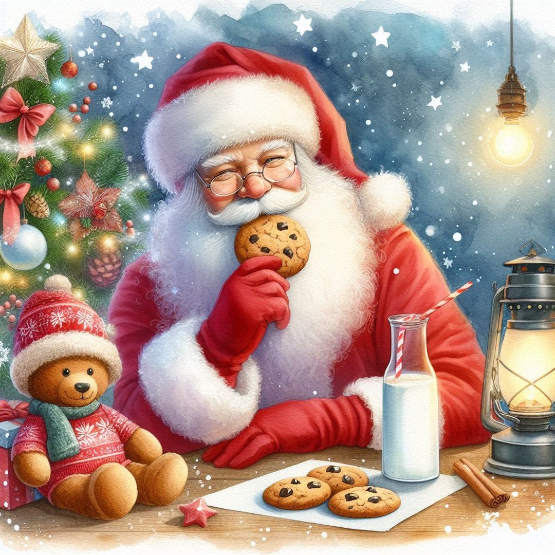PDF Santa Claus Christmas Evening Milk and Cookies Cross Stitch