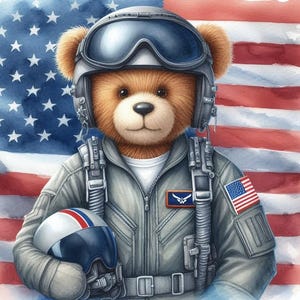 PDF USA Air Force Bear, Military Bear, Counted Cross Stitch Pattern, Kids Room Decor, Children Toys, Digital Chart, armed forces bear