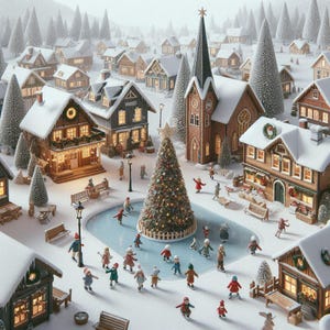 PDF Christmas Snow Village, Cross Stitch Pattern, Christmas Tree, Christmas Eve, Digital Format, Cross Stitch pattern, PDF Instant Download.