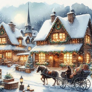 PDF Christmas Snow Village, Cross Stitch Pattern, Christmas Tree, Christmas Eve, Digital Format, Cross Stitch pattern, PDF Instant Download.