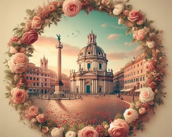 PDF Italia Roma Patrón de punto de cruz contado, Paisaje de la ciudad Descarga instantánea Formato digital