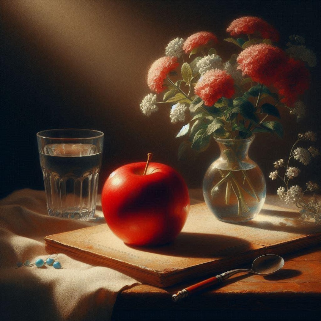 PDF アップル、クロスステッチ パターン、花、夏の果物、静物画、即時