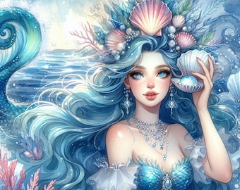 PDF Mermaid Counted Cross Stitch Pattern, City Instant Download Digital format