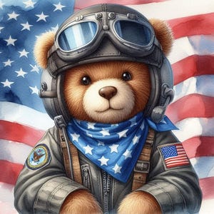PDF USA Air Force Bear, Military Bear, Counted Cross Stitch Pattern, Kids Room Decor, Children Toys, Digital Chart, armed forces bear