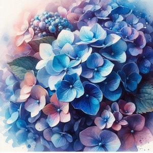 PDF Blue Bush Fower Hortensia Geteld kruissteekpatroon Digitale X-steekgrafiek modern Instant Download digitaal formaat