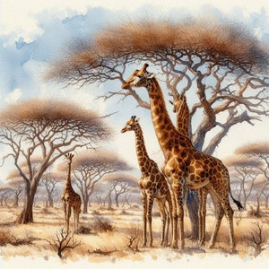 PDF Giraffe Family kruissteekpatroon, dierenkruissteek, cadeauontwerp, pdf direct download.