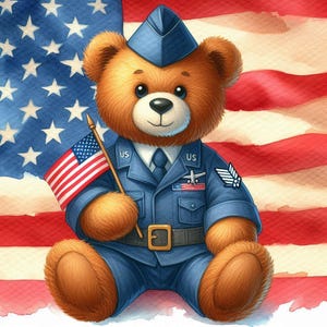 PDF USA Air Force Bear, Military Bear, Counted Cross Stitch Pattern, Kids Room Decor, Children Toys, Digital Chart, armed forces bear