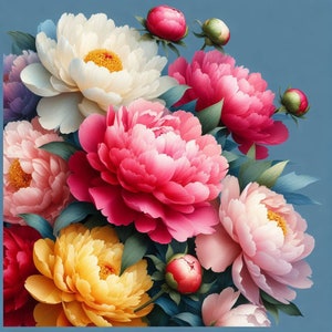 PDF Flower bouquet Pink Peonies Counted cross stitch pattern Peonies Digital X-stitch chart modern Instant Download Digital format