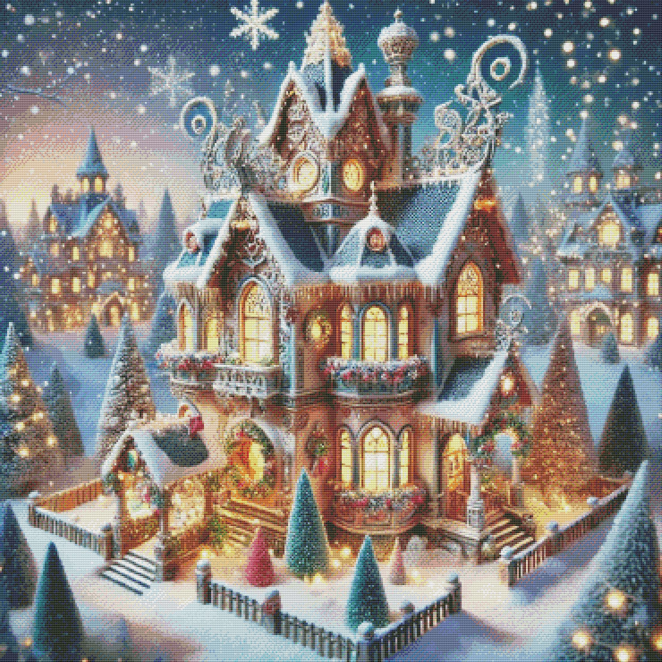 PDF ホリデー ハウス、クリスマス ナイト、クロスステッチ パターン