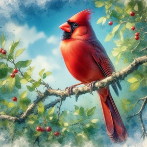 PDF Red Northern Cardinal Bird Cross Stitch Pattern Digital Cross Stitch Chart PDF Cross Stitch Pattern