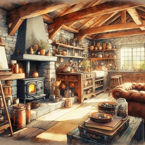 PDF Rustic Kitchen Living Room Cross Stitch Pattern Digital Format Cross Stitch pattern, PDF Instant Download.