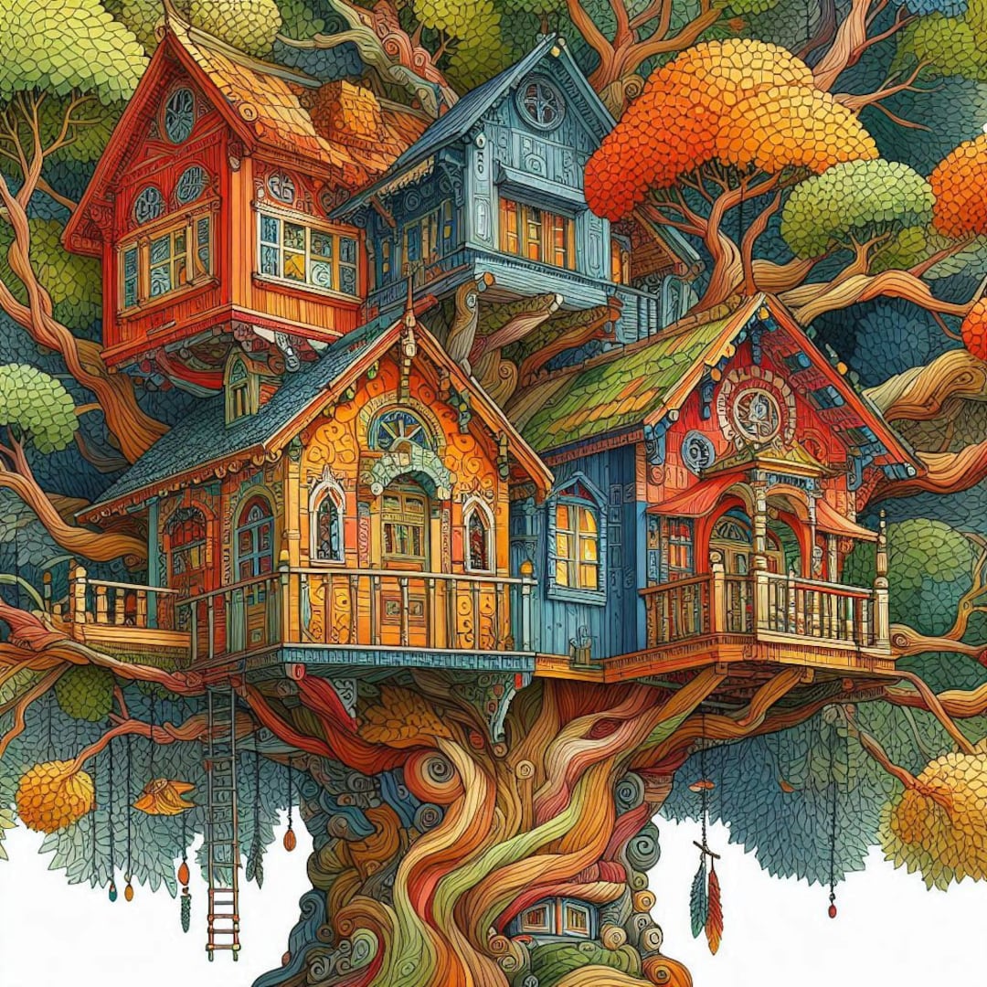 PDF Whimsical Tree House Nature Cross Stitch Pattern Digital Format ...