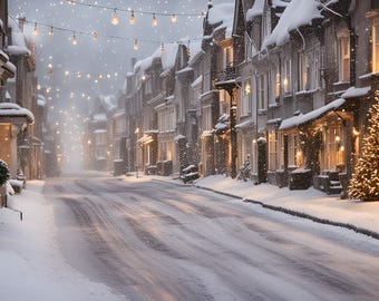 PDF Winter Street, Counted Cross Stitch Pattern, Europe Cityscape, Old Town Landscape, Snow, Instant Download Digital format