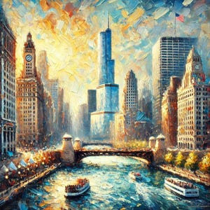 PDF Chicago City, Counted Cross Stitch Pattern, Cross Stitch, Illinois, State Capital, Skyscrapers, Watercolor Landscape, Instant Download