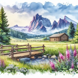 PDF Lawn Mountain Kreuzstichmuster, Landschaft Sofortiger Download Digitalformat