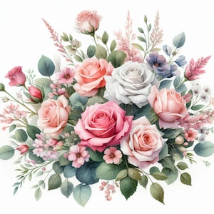 PDF Flowers bouquet Pink Roses Counted cross stitch pattern Summer Garden Flowers Modern Digital chart Instant Download Digital format