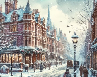 PDF Patrón de punto de cruz de la calle de Navidad victoriana, Punto de cruz del pueblo de Navidad, Diseño de regalo, Descarga instantánea en PDF.