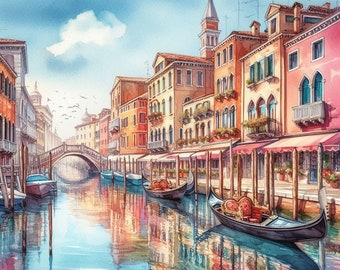 PDF Europe Venice Canal Italy Counted Cross Stitch Pattern, City Landscape Instant Download Digital format