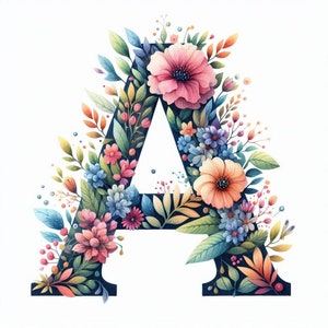 PDF Letra do alfabeto floral A Padrão de ponto cruz de tamanho grande, download instantâneo em formato digital