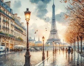 PDF Paris France Eiffel Tower Street Counted Cross Stitch Pattern, City Landscape Instant Download Digital format
