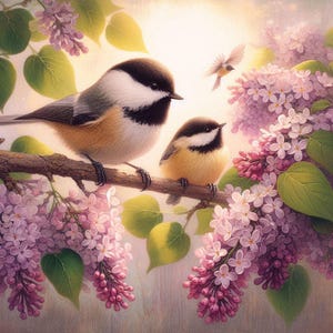 Pdf-bestand mees en seringen vogel kruissteekpatroon bloemen digitale kruissteekkaart pdf bloemen kruissteekpatroon