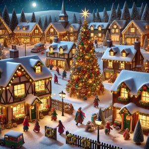 PDF Christmas Snow Village, Cross Stitch Pattern, Christmas Tree, Christmas Eve, Digital Format, Cross Stitch pattern, PDF Instant Download.