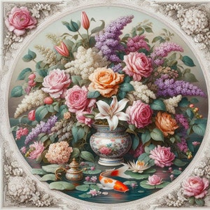PDF Flowers Still life Counted Cross Stitch Pattern, Roses Instant Download Digital format