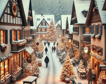 PDF Christmas Street Houses, Cross Stitch pattern, Christmas Storefront Village, Cross Stitch chart, Winter Landscape, PDF Instant Download