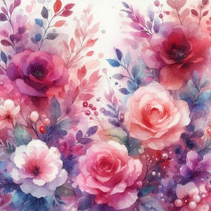 Flores silvestres en acuarela, patrón de punto de cruz contado, ramo floral delicado, gráfico de arte abstracto, patrón moderno, descarga instantánea en PDF